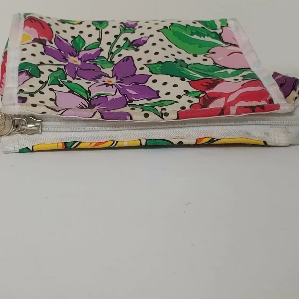 Vintage Oscar‎ de la Renta Cosmetic Bag Tropical Floral Polka Dot Mini Cloth